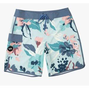 RVCA Mens Eastern 4 Way Stretch Swim Trunk Size 31 Blue Haze Drawstring NWT